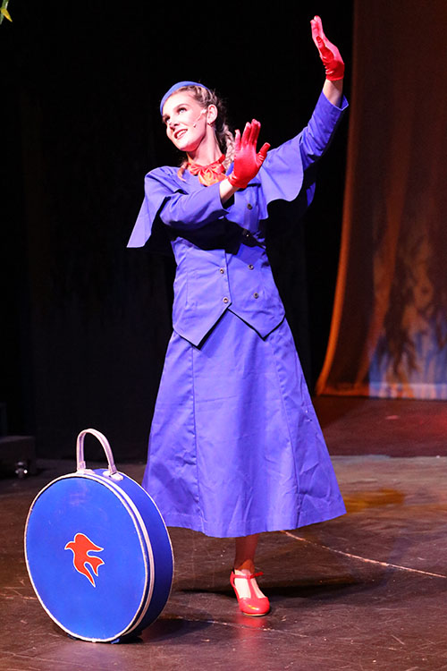 Stunning blue airhostess style costume for Wind in the Willlows